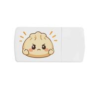 Azeeda 'Grumpy Dumpling' Pill Box with Splitter (PI00046155) | Compact Medicine Organiser / Tablet Cutter for Home and Travel