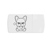 Azeeda 'Grumpy French Bulldog' Pill Box with Splitter (PI00045662) | Compact Medicine Organiser / Tablet Cutter for Home and Travel