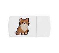 Azeeda 'Grumpy Ginger Cat' Pill Box with Splitter (PI00045750) | Compact Medicine Organiser / Tablet Cutter for Home and Travel