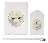 Azeeda 'Grumpy Moon' Passport Travel Set - White (PA00044511)