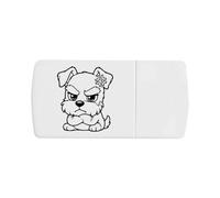 Azeeda 'Grumpy Schnauzer' Pill Box with Splitter (PI00045918) | Compact Medicine Organiser / Tablet Cutter for Home and Travel