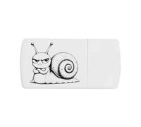 Azeeda 'Grumpy Snail' Pill Box with Splitter (PI00045821) | Compact Medicine Organiser / Tablet Cutter for Home and Travel