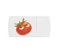 Azeeda 'Grumpy Tomato' Pill Box with Splitter (PI00046009) | Compact Medicine Organiser / Tablet Cutter for Home and Travel