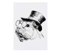 Azeeda 'Guinea Pig Wearing Glasses & Top Hat' Temporary Tattoo - Water Resistant, Skin-Safe, Non-Toxic Transfer (TO00094555)