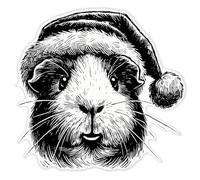 Azeeda 'Guinea Pig Wearing Santa Hat' Clear Premium Vinyl Decal Stickers - Waterproof, Durable & Easy to Apply - for Car Bumpers, Windows, Bins & More - XXL (720mm) (DC00160504)