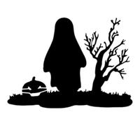 Azeeda 'Halloween Ghost & Pumpkin Silhouette' Reusable Stencil - Durable Decorative Template for Painting and Spraying on Walls, Tiles, Wood, Fabric & Craft Projects - S (A6) (WS00071179)