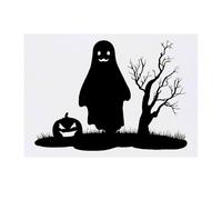 Azeeda 'Halloween Ghost & Pumpkin Silhouette' Temporary Tattoo - Water Resistant, Skin-Safe, Non-Toxic Transfer (TO00091085)