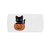 Azeeda 'Halloween Pumpkin Kitten' Pill Box with Tablet Splitter (PI00038091)