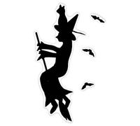 Azeeda 'Halloween Witch and Her Cat' Clear Premium Vinyl Decal Stickers - Waterproof, Durable & Easy to Apply - for Car Bumpers, Windows, Bins & More - XXL (720mm) (DC00160249)