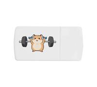 Azeeda 'Hamster Lifting Weights' Pill Box with Tablet Splitter (PI00041652)