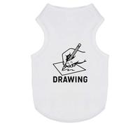 Azeeda 'Hand Holding A Pencil And Drawing On Paper' Pet Dog/Cat T-Shirt, M (PT00165002)