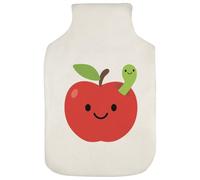 Azeeda 'Happy Apple with a Worm' Hot Water Bottle Cover (HW00050132)