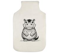 Azeeda 'Happy Baby Hippo' Hot Water Bottle Cover (HW00039369)