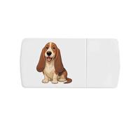 Azeeda 'Happy Basset Hound' Pill Box with Tablet Splitter (PI00038152)