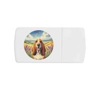 Azeeda 'Happy Bassett Hound' Pill Box with Tablet Splitter (PI00036884)