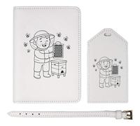 Azeeda 'Happy Bee Keeper' Passport Cover & Luggage Tag Travel Set (PA00038613)