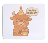 Azeeda 'Happy Birthday Cute Highland Cow ' Mouse Mat/Desk Pad (MO00046335)