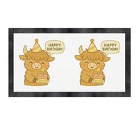 Azeeda 'Happy Birthday Cute Highland Cow ' Pet Feeding Mat (PM00038186)