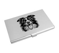 Azeeda 'Happy Border Collie' Metal Business Card Holder (CH00057056)