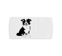 Azeeda 'Happy Border Collie' Pill Box with Tablet Splitter (PI00040421)