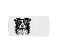 Azeeda 'Happy Border Collie' Pill Box with Tablet Splitter (PI00044819)