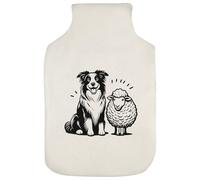 Azeeda 'Happy Border Collie with Sheep' Hot Water Bottle Cover (HW00044468)