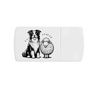 Azeeda 'Happy Border Collie with Sheep' Pill Box with Tablet Splitter (PI00037931)