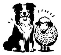 Azeeda 'Happy Border Collie with Sheep' Reusable Stencil - Durable Decorative Template for Painting and Spraying on Walls, Tiles, Wood, Fabric & Craft Projects - L (A4) (WS00063027)