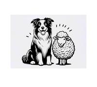Azeeda 'Happy Border Collie With Sheep' Temporary Tattoo - Water Resistant, Skin-Safe, Non-Toxic Transfer (TO00091545)