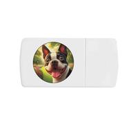Azeeda 'Happy Boston Terrier' Pill Box with Tablet Splitter (PI00039283)