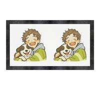Azeeda 'Happy Boy & Dog' Pet Feeding Mat (PM00040900)