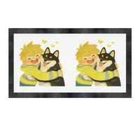 Azeeda 'Happy Boy & Dog' Pet Feeding Mat (PM00040957)