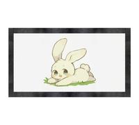 Azeeda 'Happy Bunny on Grass' Pet Feeding Mat (PM00040859)