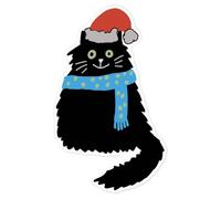 Azeeda 'Happy Christmas Black Cat' White Premium Vinyl Decal Sticker - Waterproof, Durable & Easy to Apply - for Car Bumpers, Windows, Bins & More - Large (210mm) (DW00123394)