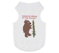 Azeeda 'Happy Christmas To My Teacher Bear ' Pet Dog/Cat T-Shirt, S (PT00143221)