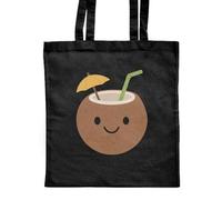 Azeeda 'Happy Coconut Drink' Classic Black Tote Shopper Bag (ZB00034130)