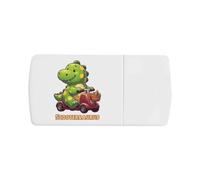Azeeda 'Happy Dinosaur Riding Mobility Scooter' Pill Box with Tablet Splitter (PI00045495)