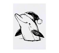 Azeeda 'Happy Dolphin Wearing Santa Hat' Temporary Tattoo - Water Resistant, Skin-Safe, Non-Toxic Transfer (TO00094497)