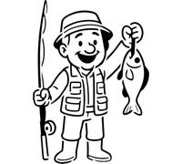 Azeeda 'Happy Fisherman Catch' Reusable Stencil - Durable Decorative Template for Painting and Spraying on Walls, Tiles, Wood, Fabric & Craft Projects - XXL (A2) (WS00080040)