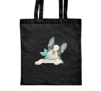 Azeeda 'Happy French Bulldog Puppy' Classic Black Tote Shopper Bag (ZB00027839)