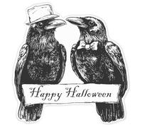 Azeeda 'Happy Halloween Crows' White Premium Vinyl Decal Sticker - Waterproof, Durable & Easy to Apply - for Car Bumpers, Windows, Bins & More - XXL (720mm) (DW00176094)
