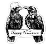 Azeeda 'Happy Halloween Crows' White Premium Vinyl Decal Sticker - Waterproof, Durable & Easy to Apply - for Car Bumpers, Windows, Bins & More - Medium (100mm) (DW00176091)