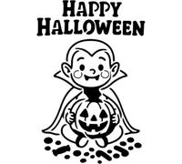 Azeeda 'Happy Halloween Vampire' Reusable Stencil - Durable Decorative Template for Painting and Spraying on Walls, Tiles, Wood, Fabric & Craft Projects - M (A5) (WS00062928)