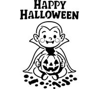 Azeeda 'Happy Halloween Vampire' Reusable Stencil - Durable Decorative Template for Painting and Spraying on Walls, Tiles, Wood, Fabric & Craft Projects - XXL (A2) (WS00081352)