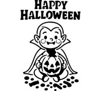 Azeeda 'Happy Halloween Vampire' Reusable Stencil - Durable Decorative Template for Painting and Spraying on Walls, Tiles, Wood, Fabric & Craft Projects - S (A6) (WS00071214)