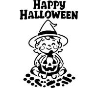 Azeeda 'Happy Halloween Witch' Reusable Stencil - Durable Decorative Template for Painting and Spraying on Walls, Tiles, Wood, Fabric & Craft Projects - S (A6) (WS00071215)