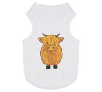 Azeeda 'Happy Highland Cow' Pet Dog/Cat T-Shirt, L (PT00167387)