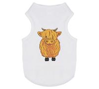 Azeeda 'Happy Highland Cow' Pet Dog/Cat T-Shirt, S (PT00167385)