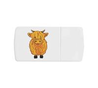 Azeeda 'Happy Highland Cow' Pill Box with Tablet Splitter (PI00038247)