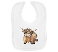 Azeeda 'Happy Highland Cow' Soft Cotton Baby Bib (BI00059427)